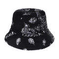 Cappello da pescatore invernale in lana di agnello con motivo paisley caldo e morbido unisex - Nero (Texture Animale)