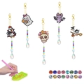 DIY Halloween diamond painting keychains set with ghost and bat crystal pendants - Q Version Cartoon Halloween Style