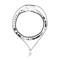 Multilayer hip hop necklace set featuring black beads, shell pendant, and clay discs - Multicolor
