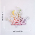 Holographic suncatcher window sticker with floral triangle design and size measurements - RPS072: Gradient Moon Plant