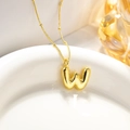 Detail of 18K gold plated balloon style letter W pendant on a fine beaded necklace - Pendant Only (Without Chain) / Letter W