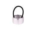 Minimalist silver hair cuff with black elastic tie for ponytail, polished metal finish - Polished Smooth Style / Silver