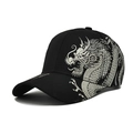 Schwarze Baseballkappe mit silbernem Drachendruck an der Seite und am Schirm, Streetwear - Einheitsgröße / Schwarz
