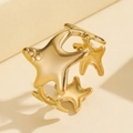 Polished 18K gold-plated stainless steel starfish open ring with sea-inspired texture - J03551 / Gold