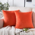 Set of 2 orange velvet throw pillow covers on a cozy beige sofa in a warm home setting - Orange Red / 30*50cm Pillowcase (without Insert)