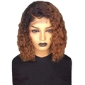 Peluca de encaje frontal corta rizada para mujer con degradado de color marrón ombré - Ombre Marrón Claro