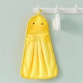 Hanging yellow cartoon duck hand towel made of soft coral fleece for kitchen bathroom - Duck Yellow