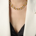 Elegante collana a maglia cubana con cristalli scintillanti in finitura oro e argento - Set Collana e Bracciale / Oro