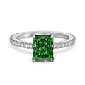 S925 sterling silver ring featuring emerald-cut green zircon and shimmering side stones - US 5 / Silver Green Zirconia