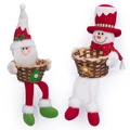 Weihnachtsmann und Schneemann Süßigkeitenkörbe mit langen Beinen für festliche Deko - Langbeiniger Weihnachtsmann