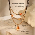 Detailed size chart for bohemian triple layer gold plated necklace with orange stone - LC40011 Layered Orange Gemstone Necklace