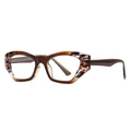 Occhiali da sole cat-eye moderni con montatura tartarugata marrone e colorata - Montatura Floreale Lente Trasparente