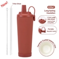 830ml rotbrauner Edelstahl-Becher mit Keramikbeschichtung, Magnetgriff und Strohhalm - 830ml / Ziegelrot