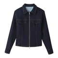 Schmal geschnittene dunkelblaue Denim-Jacke mit Metall-Reißverschluss und klassischem Kragen - XS / Tops