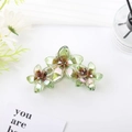 Matte flower shark hair claw clip in iridescent translucent green resin for women - Green