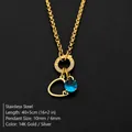 Roestvrijstalen hart hanger ketting met blauwe edelsteen in 14K goud finish - Letter C / Goud