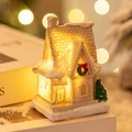 Miniature resin Christmas village house with LED lights and snow-covered roof design - Style G