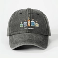Detalle del gráfico Mis Amigos y estampados de botellas en gorra de béisbol desgastada - Negro / Talla única
