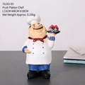 Chef figurine holding fruit platter ornament for kitchen cafe desktop decor - Fruit Platter Chef