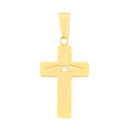 Pendentif croix en acier inoxydable doré poli avec zircon central et motif étoile - Pendentif Doré (KP119911-HR)