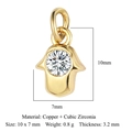 Golden Hamsa hand charm in copper and cubic zirconia for DIY jewelry making - Gold Hamsa Hand