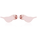 Close-up of bird-shaped rose gold stud earrings with a polished minimalist silhouette - Flying Bird / Rose Gold