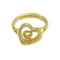 Adjustable gold heart ring featuring letter S hollow design and white cubic zirconia - Adjustable Open / Letter S