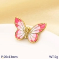 Ciondolo a farfalla in smalto rosa e bianco finitura dorata per gioielli DIY, 20x13mm - Farfalla con motivo rosa e bianco (KLJ10234-ZLA)