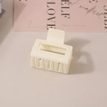 Matte cream large rectangular hair claw clip with hollow design for thick hair - Bulk/5cm / Cream