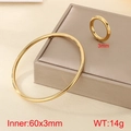 Minimalistisches goldenes Edelstahl-Schmuckset mit Armreif und passendem Ring - Ringgröße 6 / Gold
