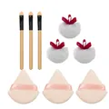 Set de maquillaje 9 piezas con pinceles gota, borlas de felpa y esponjas aplicadoras triangulares - Juego de 9 Piezas Color Piel: Bolsa OPP Transparente