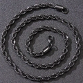 Collar de cadena de cuerda torcida minimalista en acero inoxidable gris con cierre de langosta - Negro