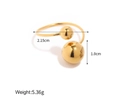 Minimalist gold ball open ring featuring polished spheres and geometric styling - Gold Double Ball Open Ring