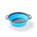 Collapsible blue and gray silicone strainer set with round folding design and handles - Small Round / Blue