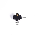 Detailed view of Halloween ghost enamel pin with 25mm height and 24mm width dimensions - Black Ghost