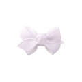 Handmade white grosgrain ribbon bow hair clip with textured ribbed fabric for children - White (18)