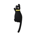 Magnetic black cat fridge hook with yellow collar and long tail for home organization - H3 Black