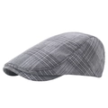 Classic grey checkered British style ivy cap for women with textured wool finish - Back Adjustable Style / Light Gray