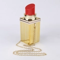 Chic gold striped lipstick shaped evening clutch bag with red top and gold chain strap - 1.2m O-Chain / Gold Body Red Lipstick