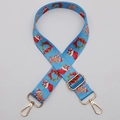 Adjustable sky blue crossbody strap with gingerbread and Christmas motifs and gold hooks - No. 653 Blue Christmas Gold Hook