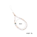Detail of beaded phone wrist strap with LOVE charms and length measurement of 26cm - White Gold LOVE Letter Style