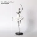 Statua di ballerina d'argento con tutù bianco su base nera, altezza di 27,5 cm - Statua di Ballerina di Balletto - Argento Stile B