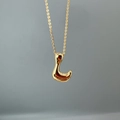 Detailed close-up of a polished gold-plated initial L pendant with an elegant O-chain - Letter L Single Pendant