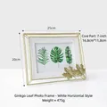 Nordic gold metal photo frame featuring ginkgo leaf design for 7 inch pictures - Ginkgo Leaf Frame-White Horizontal 7-inch