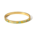 18k gold plated stainless steel bangle with colorful enamel geometric patterns - Multicolor Geometric Pattern(TB7032-1)