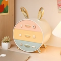 Three-layer rabbit ear desk organizer with macaron drawers and cute 3D handles - Luxury Gold Multicolor (with 6pcs 3D Stickers)