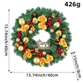 Christmas wreath with Merry Christmas sign, red berries and gold balls, 40cm diameter - Yellow Flower Christmas Ball Wreath