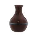 Dark wood grain mushroom humidifier with blue LED base light and floral vase design - Vase / Dark Wood Grain