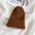 Caramel brown ribbed knit beanie hat for women featuring warm ear protection and fold-up cuff - One Size (Stretchy) / Caramel