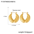 Pendientes de ala en acero de titanio dorado con textura cepillada y diseño hueco - Dorado